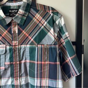 [XL] Kavu Men's Outdoor Multicolor Plaid Short Sleeve Button Down Shirt